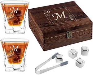 Read more about the article Maverton Whisky Stones and 2 Engraved Glasses for Man – Set of 8 Stones in Customized Box for Birthday – Chilling Stones for Gentleman – Personalized Whiskey Set for him – Letter