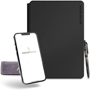 Read more about the article New Rocketbook Pro Smart Notebook | Black | Scannable Office Notebook with 20 Sheet Page Pack – Lined and Dot Grid | Hardcover Vegan Leather Reusable with 1 Pilot Frixion Pen & 1 Microfiber Cloth | Executive Size: 7 in x 9 in