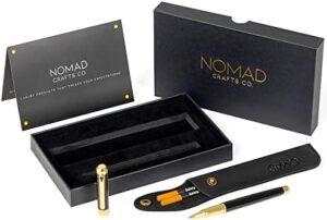 Read more about the article Nomad Crafts Luxury Pen – Premium Calligraphy Pens for Writing with 2 Refills Included – Fancy Pens for Journaling with Leather Case – 24K Gold Plated Black Rollerball Pen for Executives, Business