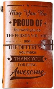 Read more about the article PRSTENLY Thank You Gifts for Women Men Leather Journal, Make a Difference Inspirational 140 Page Refillable Notebooks, Employee Appreciation Gifts for Coworkers Teacher Pastors Nurse Volunteer