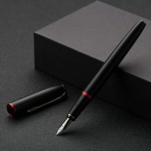 Read more about the article Picasso 916 Matte Black & Red Ring Fountain Pen with Gift Box, Dark Gray Medium Nib