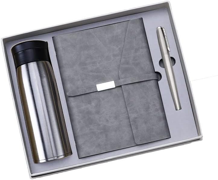 Premium Executive Journal Gift Set – Luxury Promotional Gift Combo Of Luxury Notebook, Executive Pen And Thermal Flask A High-End Business Gift Set, Gray