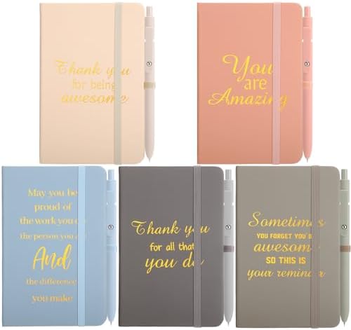 You are currently viewing Qeeenar 5 Sets Thank You Gifts 5 Journal Notebook A6 with 5 Pen Bulk Employee Appreciation Gifts Inspirational Leather Journal Motivational Notepads for Coworker Teacher Colleague Gift 160 Pages