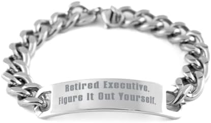 Retired Executive. Figure. Executive Cuban Chain Bracelet, Special Executive Gifts, Engraved Bracelet For Friends from Coworkers, Gifts for executives, Executive gift ideas, Corporate gifts, Business