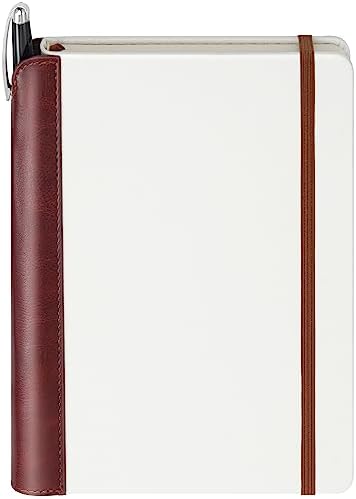 SETTINI Modern White Journal Gift Set - Vegan Leather Hardcover, Unique Pen holder, Lined, 192 Pages, 6" x 8.5" - Includes Luxury Pen - Ideal for Writing and Travel - Durable and Sleek Design