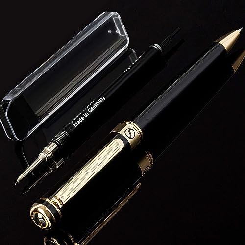 You are currently viewing Scriveiner Black Lacquer Mechanical Pencil – Stunning Luxury Pencil, 24K Gold Finish, Schmidt 0.7mm Mechanism, Spare Leads, Best Gift Set for Men & Women, Professional Executive Office Pencils