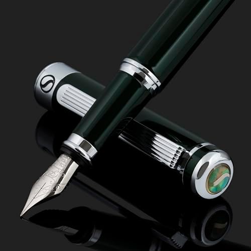You are currently viewing Scriveiner British Racing Green Fountain Pen – Stunning Luxury Pen with Chrome Finish, Schmidt Nib (Fine), Best Pen Gift Set for Men & Women, Professional, Executive, Office, Nice Pens