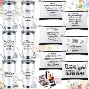 Read more about the article Suttmin 18 Pcs Employee Appreciation Stainless Steel Tumbler 20 oz with Makeup Cosmetic Bags Keychains Thank You Gifts Sets Bulk for Teachers Inspirational Gifts for Coworkers (White,Simple)