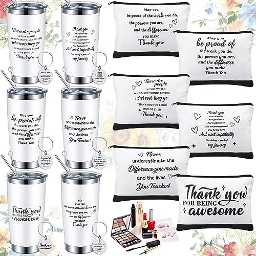 You are currently viewing Suttmin 18 Pcs Employee Appreciation Stainless Steel Tumbler 20 oz with Makeup Cosmetic Bags Keychains Thank You Gifts Sets Bulk for Teachers Inspirational Gifts for Coworkers (White,Simple)