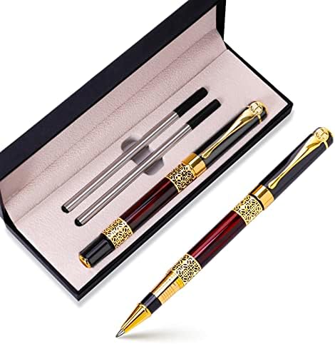 You are currently viewing TIANREN Ballpoint pens,1 set Vintage Metal Pen Writing Pen Set with Extra 2 Black Ink Refills line Width 0.5mm Professional Executive Pen,Fancy Gift Pen Set for Men&Women.(Red)