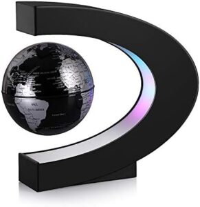 Read more about the article TeaMaX Magnetic Levitation Floating World Map Globe with C Shape Base, Best Business Men Gift, Floating Decoration Black Silver Globe with LED Lights, Fathers Students Teacher Birthday Gift
