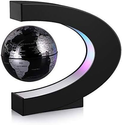 You are currently viewing TeaMaX Magnetic Levitation Floating World Map Globe with C Shape Base, Best Business Men Gift, Floating Decoration Black Silver Globe with LED Lights, Fathers Students Teacher Birthday Gift