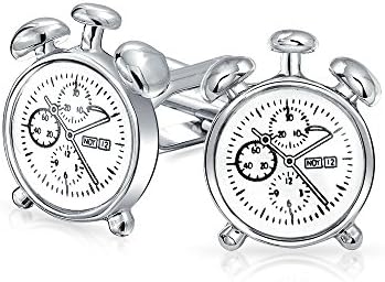 You are currently viewing Time Is Ticking Stop Watch Alarm Clock Shirt Cufflinks For Executive Men Graduation Gift Bullet Hinge Back White Silver Tone Stainless Steel