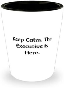 Read more about the article Unique Executive Gifts, Keep Calm. The Executive Is Here, Beautiful Birthday Shot Glass Gifts For Men Women, Gift ideas for her, Gift ideas for him, Gift ideas for mom, Gift ideas for dad, Gift ideas