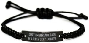 Read more about the article Unique Executive Gifts, Sorry I’m Already Taken by a Super Sexy Executive, Executive Black Rope Bracelet From Boss, Gift ideas for her, Gift ideas for him, Gift ideas for mom, Gift ideas for dad, Gift