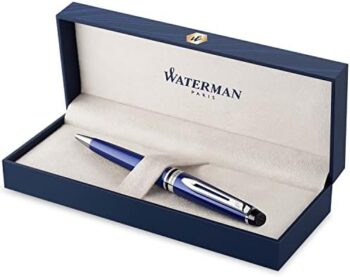 Waterman Expert Ballpoint Pen Blue with palladium trim Medium tip Blue ink Gift box