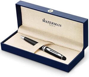 Read more about the article Waterman Expert Ballpoint Pen, Gloss Black with Chrome Trim, Medium Tip, Blue Ink, Gift Box