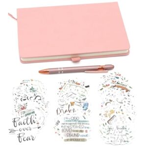 Read more about the article Whirl of Fun Rose Pink Prayer Journal for Writing, Bible Verse Stickers & Rose Gold Pen-Religious stationery set with gratitude scripture decals.