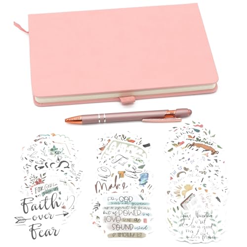 You are currently viewing Whirl of Fun Rose Pink Prayer Journal for Writing, Bible Verse Stickers & Rose Gold Pen-Religious stationery set with gratitude scripture decals.