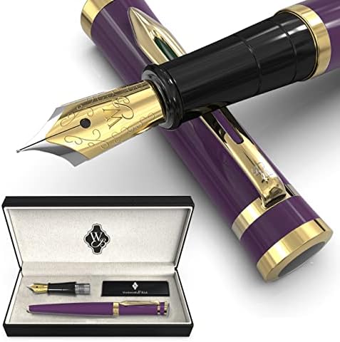 You are currently viewing Wordsworth & Black Fountain Pen Set, 18K Gilded Medium and Broad Nibs, 6 Ink Cartridges and Refill Converter, Gift Case, Smooth Writing Pens [Velvet Purple], Perfect for Men and Women
