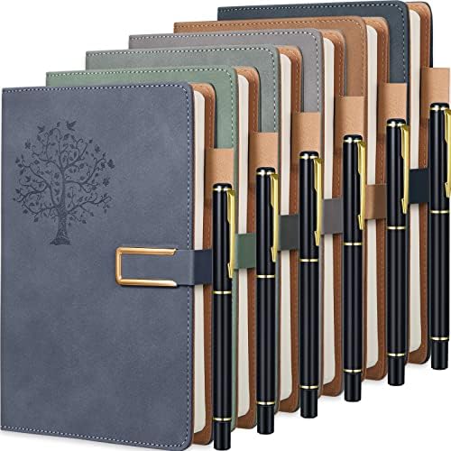 You are currently viewing Xinnun 6 Set Leather Journal Writing Notebooks Life Tree Refillable Hardcover Notebook with Ballpoint Pens Travel Christmas Diary Journal Gift for Women Men A5 Lined Magnetic Notebook(Dark Color)
