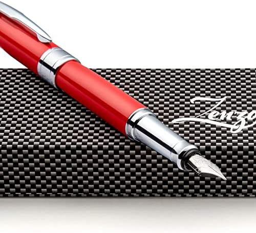 You are currently viewing ZenZoi Red Fountain Pen – Elegant Executive Pen for Men or Women. Smooth Writing Schmidt Fine Nib. Luxury Pen Gift Set, Converter, 2 Ink Refills. Premium, Professional, Business Pen