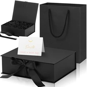 Read more about the article Zonon Luxury Gift Box with Lids Changeable Ribbon, Paper Bags, a Greeting Card and Tissue Paper Luxury Packaging Box Set for Weddings, Graduations, Birthdays, Anniversaries (Black, 9 x 7 x 3 Inch)