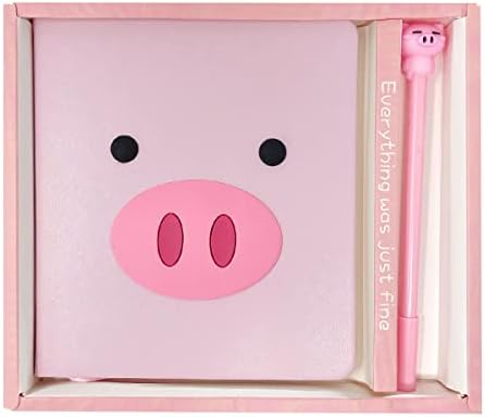 allydrew Cute Notebook Gel Pen Set, Diary Journal Gift Set, Pink Piggy