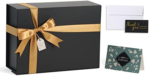 𝑭𝑺𝑪 𝑴𝒂𝒕𝒆𝒓𝒊𝒂𝒍 & 𝑩𝑹𝑪 Certification, Black Gift Box, 11x8x4 Inches Large Gift Boxes with Magnetic Closure Lid with Card / Ribbon for Birthday Party Holiday Christmas Wrapping Presents