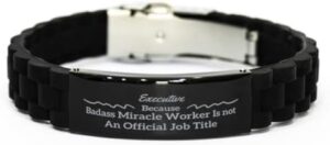 Read more about the article Gift Ideas for Executive Coworker, Executive Because Badass Miracle Worker Is Not An Official Job Title, Executive Gift Silicone Bracelet