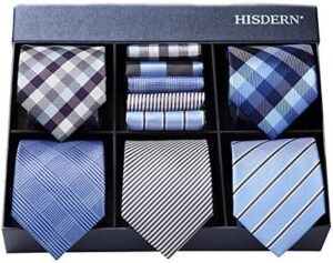 Read more about the article HISDERN Mens Ties Set 5PCS Collection Tie and Pocket Sqaure Formal Business Neckties Gift Box Wedding Necktie for Men