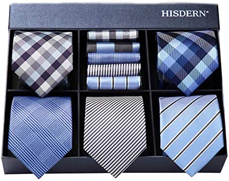 You are currently viewing HISDERN Mens Ties Set 5PCS Collection Tie and Pocket Sqaure Formal Business Neckties Gift Box Wedding Necktie for Men