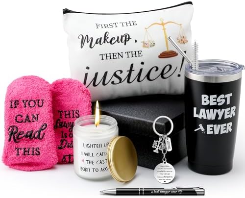 You are currently viewing Loetere 7 Pcs Lawyer Gifts for Women Include 20 oz Stainless Steel Coffee Tumbler Lawyer Socks Keychain Scented Candle Lawyers Pens Cosmetic Bags Gift Box Law Graduation Gifts Funny Paralegal Gifts
