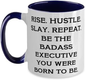Read more about the article Motivational Executive Two Tone 11oz Mug, RISE. HUSTLE. SLAY. REPEAT. BE THE BADASS, Beautiful Cup For Coworkers From Friends, Executive cup gift set, Personalized executive cup gift, Executive coffee