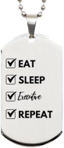 Read more about the article Mug Eat Sleep Executive Repeat Silver Dog Tag, Funny Gifts For Executive, Valentines Graduation Birthday Gifts for Executive, Mother’s Day, Father’s Day and Christmas Gifts for Executive