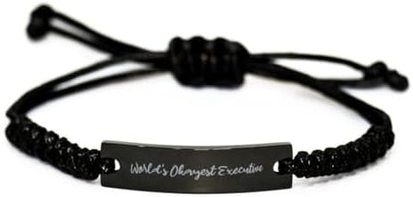 You are currently viewing New Executive Gifts, World’s Okayest Executive, Birthday Black Rope Bracelet For Executive from Friends, Funny engraved bracelet gift, Funny bracelet, Engraved bracelet, Bracelet gift, Funny gift