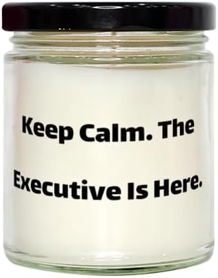 Nice Executive Gifts, Keep Calm. The Executive is Here, Executive Scent Candle from Team Leader, for Friends, Scented Candles, Candle Gift Set, Nice Smelling Candles, Scented Candle Gift
