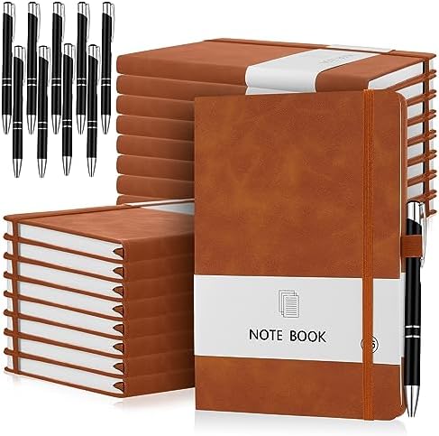 You are currently viewing Qeeenar 48Pcs School Supplies include 24 Leather Notebook Journal Bulk and 24 Black Ballpoint Pen A5 Hardcover Lined Notebook PU College Ruled Notepad with Pen (Brown)