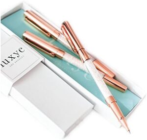 Read more about the article luxye Crystal Pen – 3 Pcs Rose Gold Crystal Gel Pens with Cap in Glossy White Gift Box | Rose Gold Pen Office Supplies Gifts for Women, Bridesmaids, Birthday, Coworkers, Wedding (Rose – Black Ink)